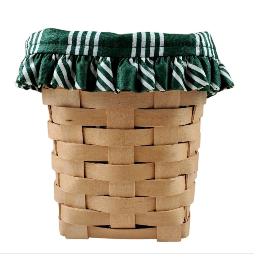 LONGABERGER 1997 Square Basket w Green Stripe Liner & Protector USA